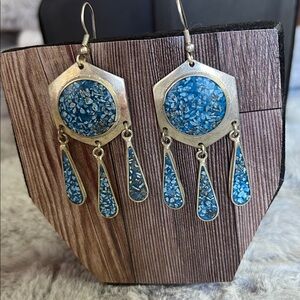 Silver and Blue Dangle Earrings